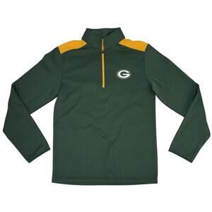 Green Bay Packers Men’s 1/4 Zip Pullover Small Green NFL Team Apparel EUC